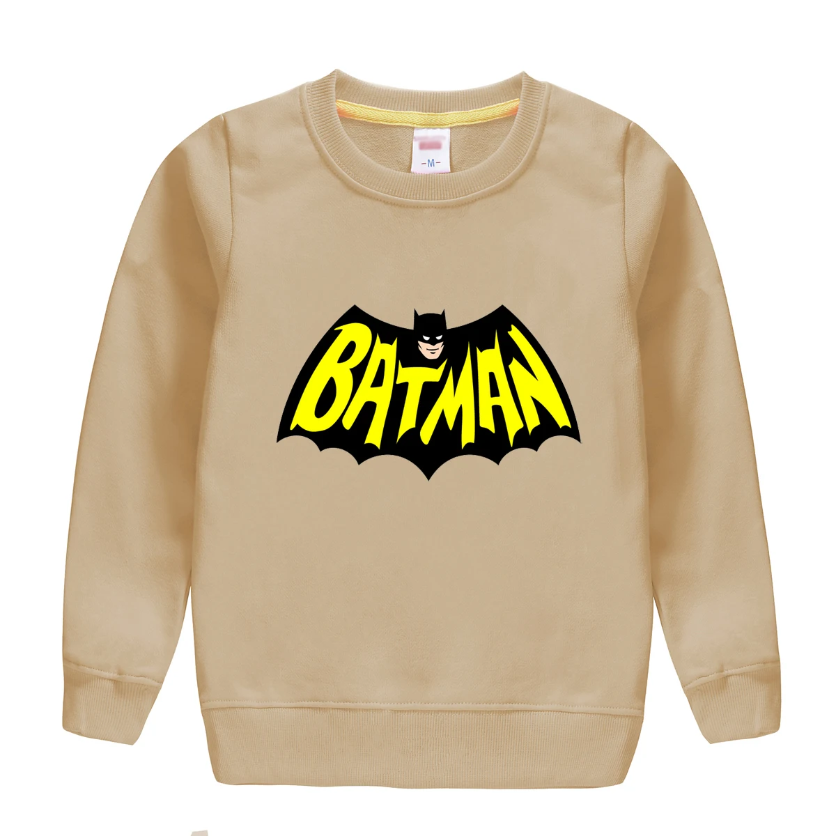 Бэтмен узор осень свитер с длинным рукавом для девочек рубашки для мальчиков детские топы, детские свитеры одежда для малышей - Цвет: khaki