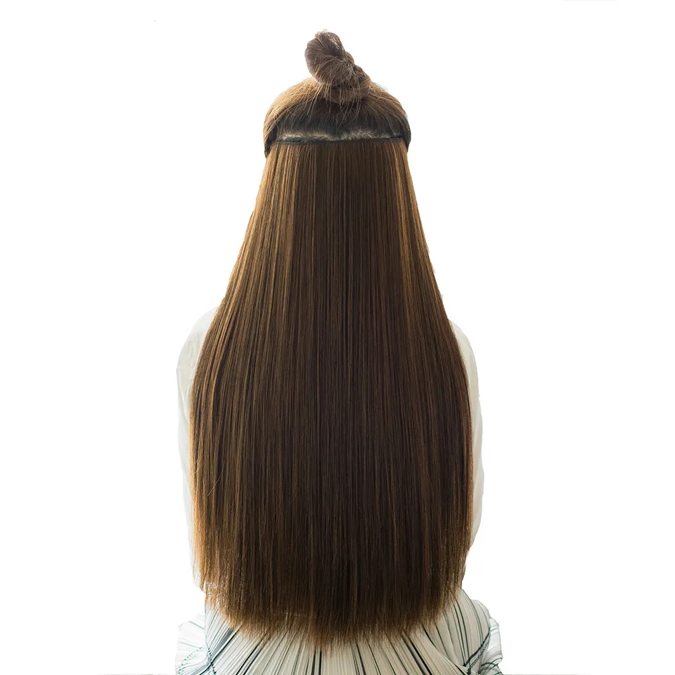Allaosify 60cm 5 Clip In Hair Extension Heat Resistant Fake Hairpieces Long Straight Hairstyles Synthetic Clip In On Hair
