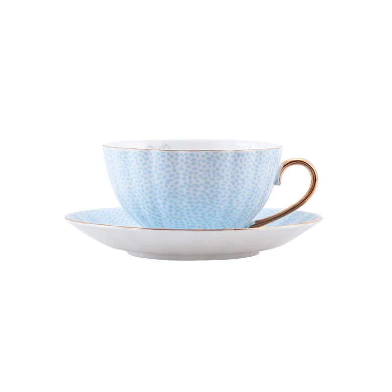 Британский стиль высококачественный костяного фарфора кофейная чашка пасторальный послеобеденный чай керамическая черная чайная чашка блюдо ложка чашка с изображение тыквы розовая чашка кружки - Цвет: Небесно-голубой