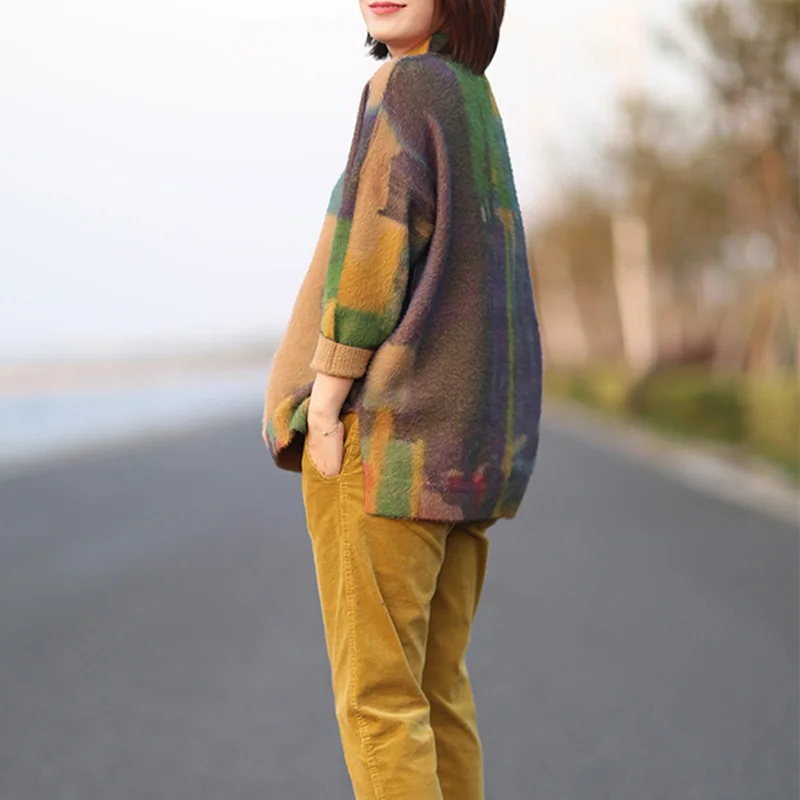 Johnature 2018 Autumn New Vintage Women Sweater Turtleneck Long Sleeve Print Floral Warm Mori Girl Casual Knitted Soft Sweaters Johnature 2018 Autumn New Vintage Women Sweater Turtleneck Long Sleeve Print Floral Warm Mori Girl Casual Knitted Soft Sweaters