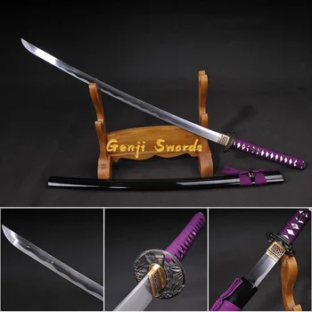

Full Handmade Japanese Samurai Sakura Sword T10 Carbon Steel Clay-Tempered Real Katana Sharp Edge Can Cut Bamboo