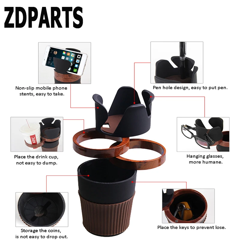 ZDPARTS Car Coin Drink Pen Glasses Phone Storage Cup