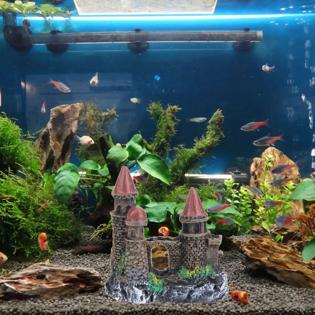 Мода смола мультфильм замок Аквариумы украшения башни замка украшения Fish Tank аквариум аксессуары украшения