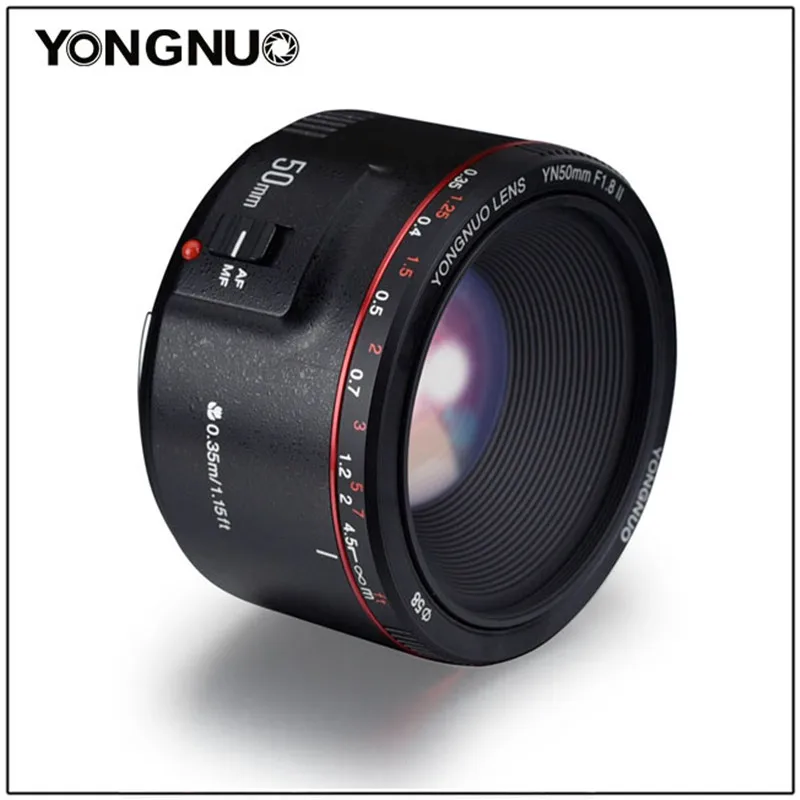 YONGNUO YN50mm F1.8 II большой апертурой автоматической фокусировки объектива 50 мм Lentes для Canon 100d 650d 5d 77d 500d 1000d 5DIV 5diii 5DII 5D 60D