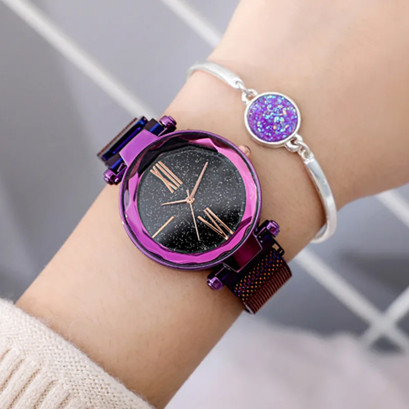 

Woman Watch 2019 Modern Fashion Starry Korean Quartz Clock Mesh Stainless Steel Top Brand Luxury Wristwatch Gift Zegarek Damski