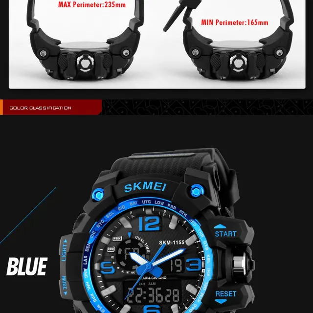SKMEI Top Marka Sport Watch mężczyźni Military Digital zegarki 5Bar wodoodporne Dual Display zegarki na rękę Relogio męski 1155 tanie i dobre opinie Quartz Wristwatches Klamra Okrągłe Chronograph Stop Watch Week Display Swim Alarm Complete Calendar LED display Shock Resistant Multiple Time Zone Water Resistant Back Light SKMEI Top Marka Sport Watch mężczyźni Military Digital zegarki 5Bar wodoodporne Dual Display zegarki na rękę Relogio męski 1155 tanie i dobre opinie Quartz Wristwatches Klamra Okrągłe Chronograph Stop Watch Week Display Swim Alarm Complete Calendar LED display Shock Resistant Multiple Time Zone Water Resistant Back Light