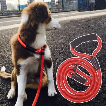 

Reflective large Dog Leash Collar type explosion-proof P chain pet Lead soft Foam handle dog Leashes Thicken pet Leads for dogs