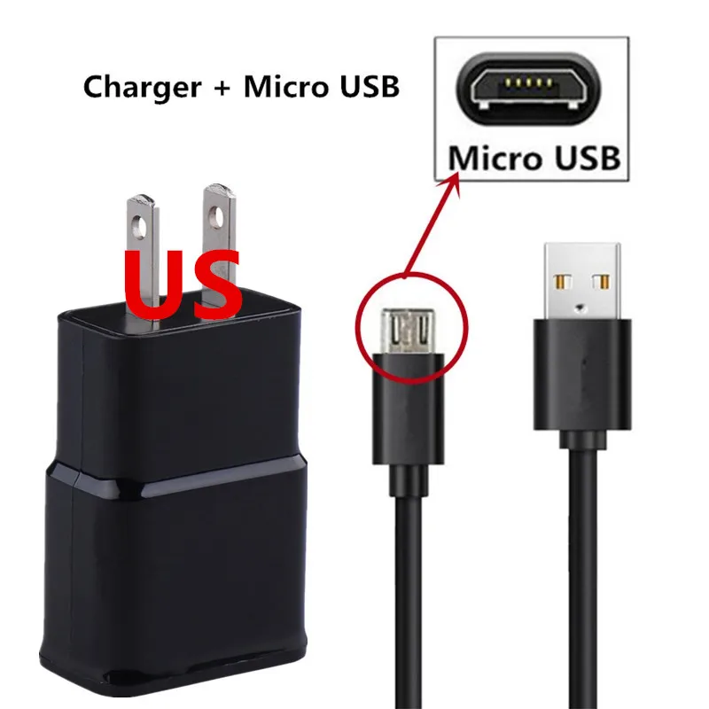 Зарядный кабель Micro usb type c с европейской вилкой, USB зарядное устройство для lenovo P70 P780 A2010 A536 A319 Z6 Pro K3 K30-T A6010 A6000 K5 адаптер - Тип штекера: US charger-micro usb