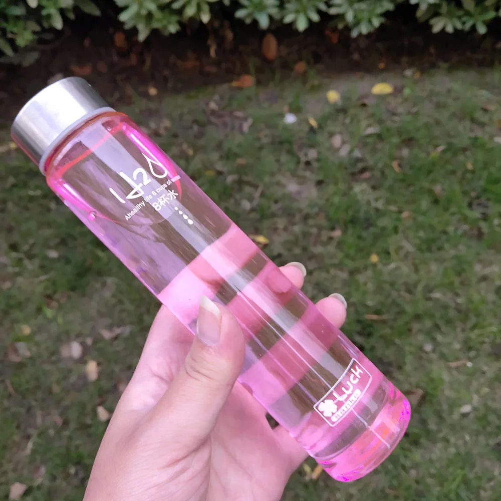 WTCABROE не матовые бутылки для воды 265 мл портативные летние спортивные небьющиеся прозрачные пластиковые 6 цветов HD бутылки для воды