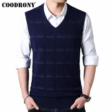 COODRONY Pull hommes tricoté cachemire laine hommes chandails 2019 automne hiver col en v sans manches gilet Pull Homme Pull hommes 91019