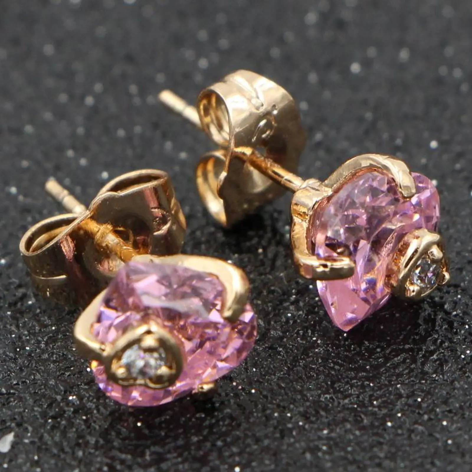 HeeZen Pink Stone Stud Earrings for Women Earings Fashion Jewelry Party