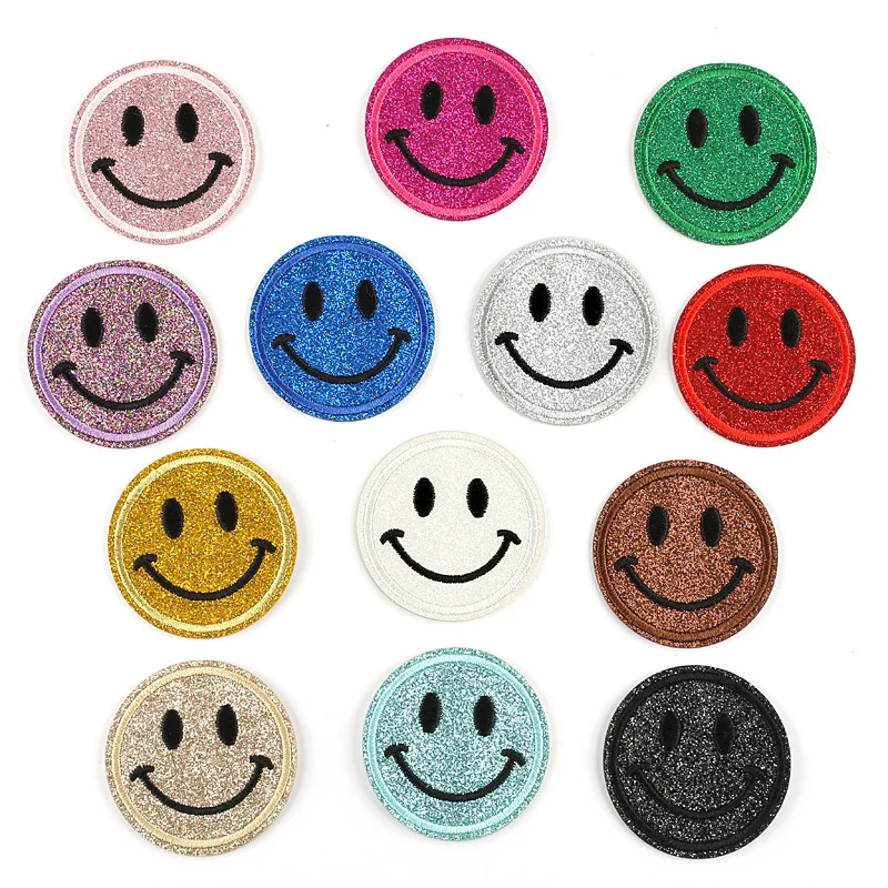 

Emoji Patches DIY Embroidery Patch Circle Cartoon Stickers For Clothes Patch Decoration Applications Iron on Applique Smile Badg