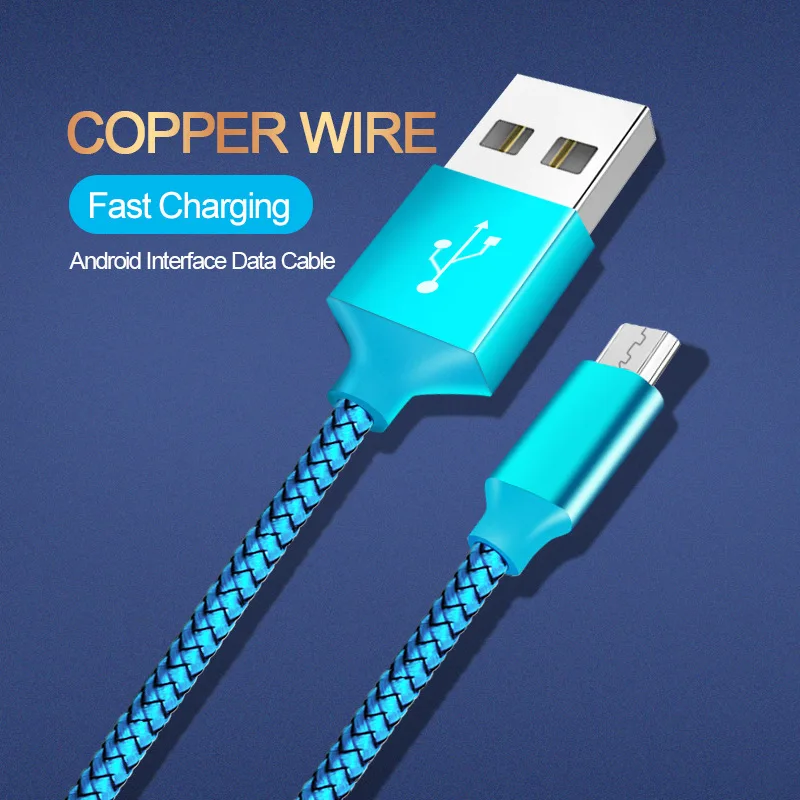 كابل بيانات الروبوت الهاتف كابل مايكرو usb تنطبق اي TYPE-C النايلون مضفر خط تهمة سريع 2a