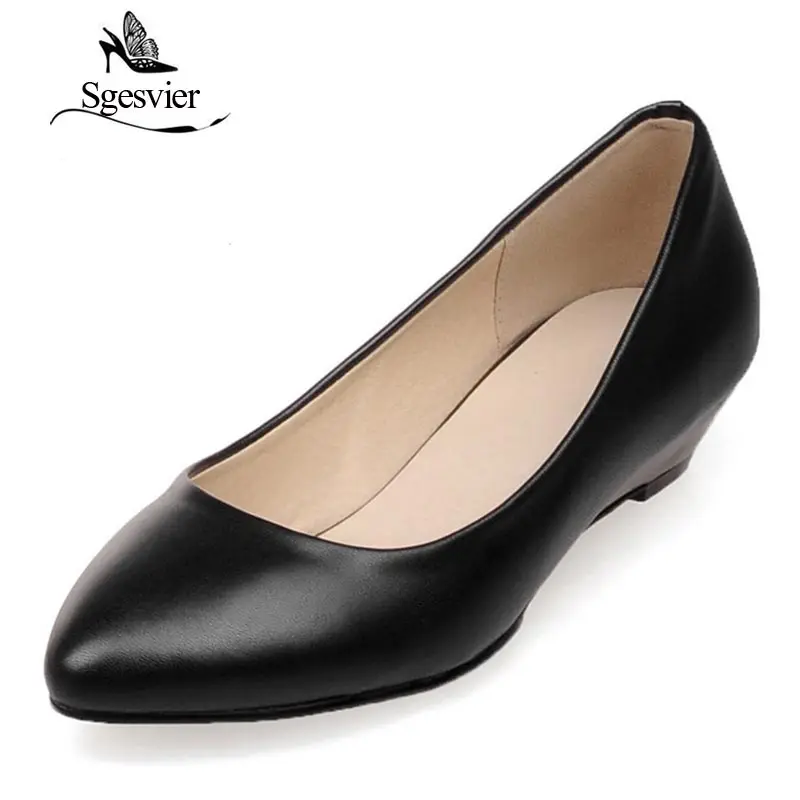 32 Blanco Cabeza Negro Cuña black En Zapatos Beige Sgesvier Resbalón Señora Puntiaguda Bajos Mujer Ox094 Mujeres white 48 Tacones Bombas qwEEpxOR7