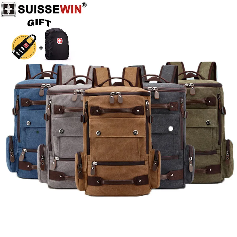 

2019 new suissewin brand 5 colors canvas 15" laptop fashion bag Wear resistant backpack for Business travel for men and women