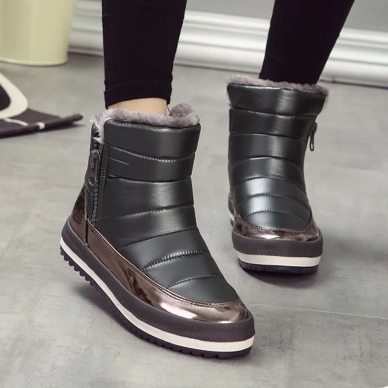 

2018 Winter Women Snow Boots Cotton Waterproof Warm With Fur Female Footwear Casual Ladies Snow Boots Women Shoes YBT1073