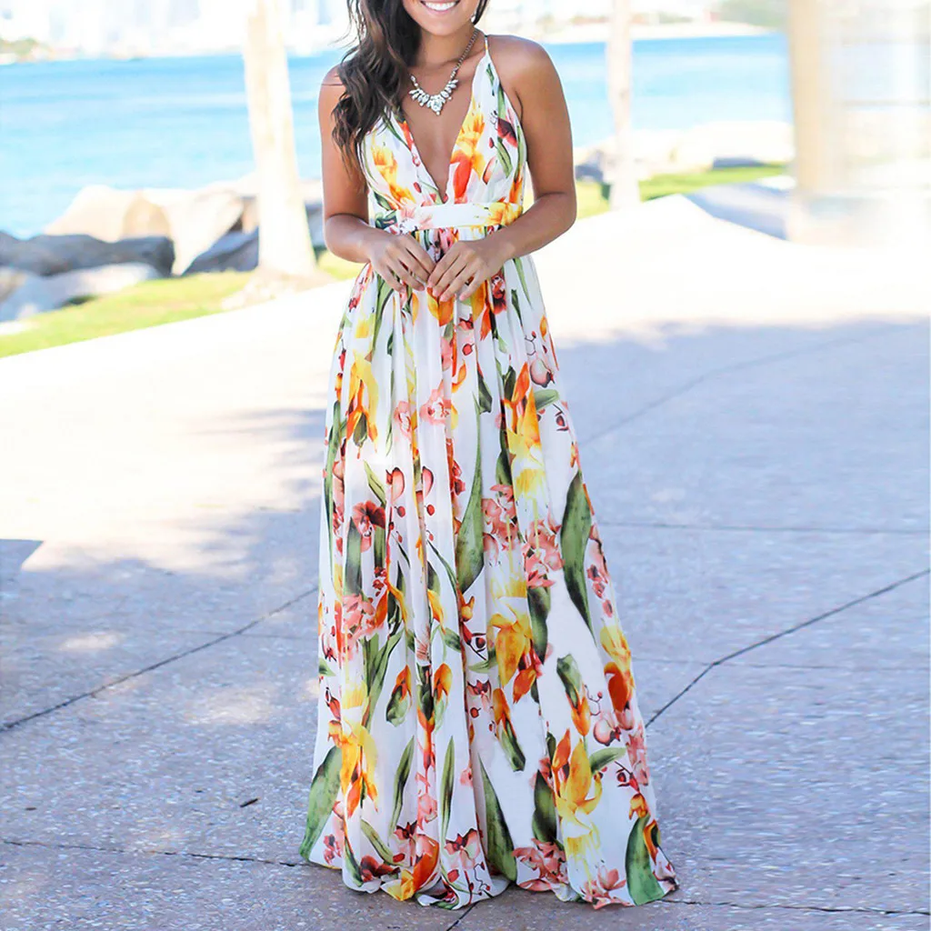

dress women summer 2019 Women's Floral Bodycon Derss Elegant Sleeveless Party Long Dress plus size beach dress summer 2019