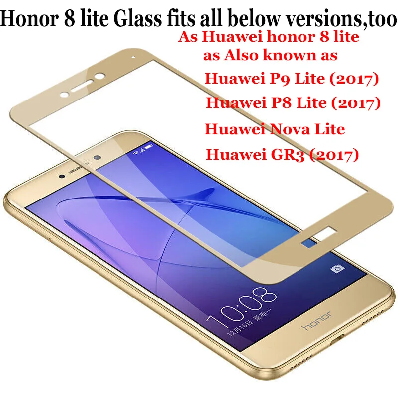 Honor 8 Lite стекло для huawei P8 lite 2017 закаленное 8x Защитная пленка полного покрытия 9x