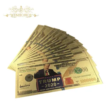 

100Pcs/Lot Colorful 2020 Year USA Trump Banknotes 100 Dollar Bills Banknote in 24K Gold Plated Paper Money For Gifts