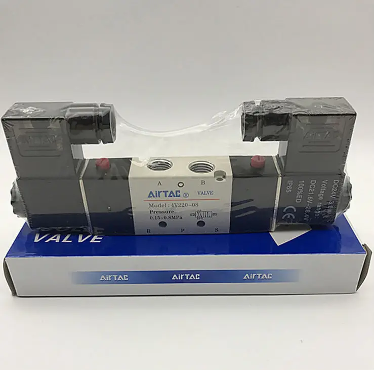 Пневматический электромагнитный клапан AIRTAC 4V220 08 5 позиций 1/4 дюйма 12 В