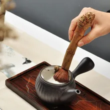 Бамбуковый корень ручка щетка бамбуковая заварной чайник ручной работы щетка чайный набор Чистка чайный Инструмент Чистка волос Пыль щетка для мытья Чистка кофе