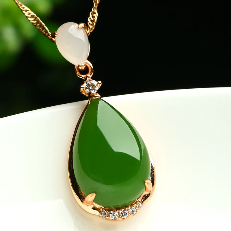 Natural jade pendant genuine 925 silver inlay jade egg noodles a jade