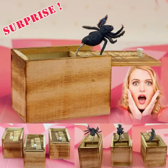 Шт. 1 шт. деревянный шалость животных напугать Box Дело трюк играть шутка реалистичные сюрприз коробка игрушка NSV775