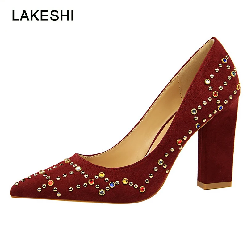 multicolor rhinestone pumps