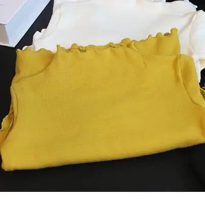 Новинка весна-осень-зима белые оборки приталенная блузка для девочек длинный рукав топы и блузки для девочек рубашки для девочек - Цвет: yellow kids clothes