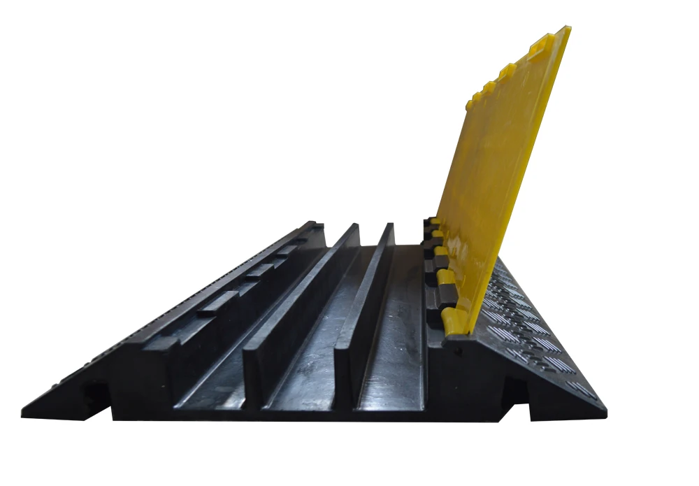 1 Pack 3 Channels Cable Protectors Ramp Heavy Duty Cable Cover Guard Wire Cord Ramp Driveway Rubber Traffic Speed Bumps