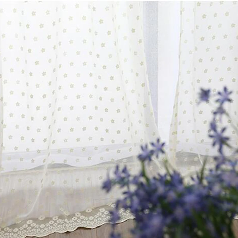 Сетчатые шторы Cortinas Dormitorio кружевные газовые с цветами для гостиной вязаные
