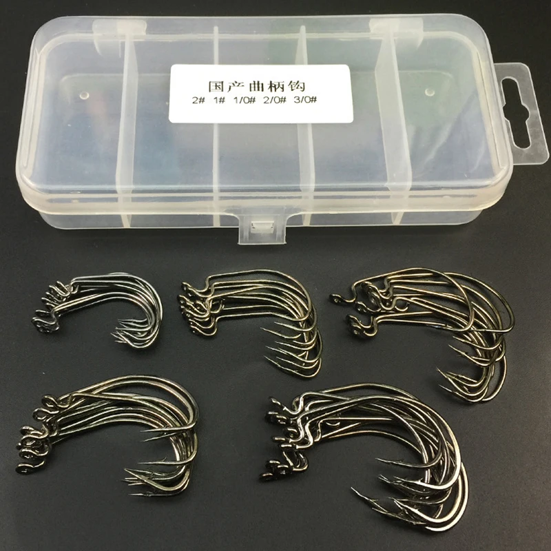 

Vivid-World 50PCS/set Fishhooks Mixed Size High Carbon Carp Barbed Fishing Hooks Hole Black Circle Hooks With Bait Box