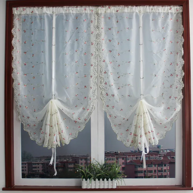 Korean Fresh Small Buds Fan Shaped Curtains Roman Bedroon Korean Fresh Small Buds Fan Shaped Curtains Roman Bedroon And Living Room Embroidered Window