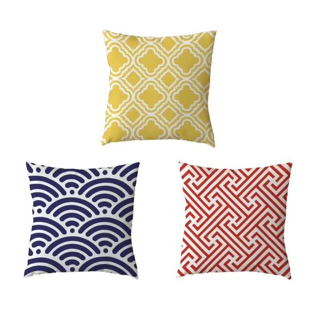 Colorful Geometric Pattern White Throw Cushion Cover Square Ethnic Colorful Geometric Pattern White Throw Cushion Cover Square Ethnic Style Yellow Geometry Car Home Decor R
