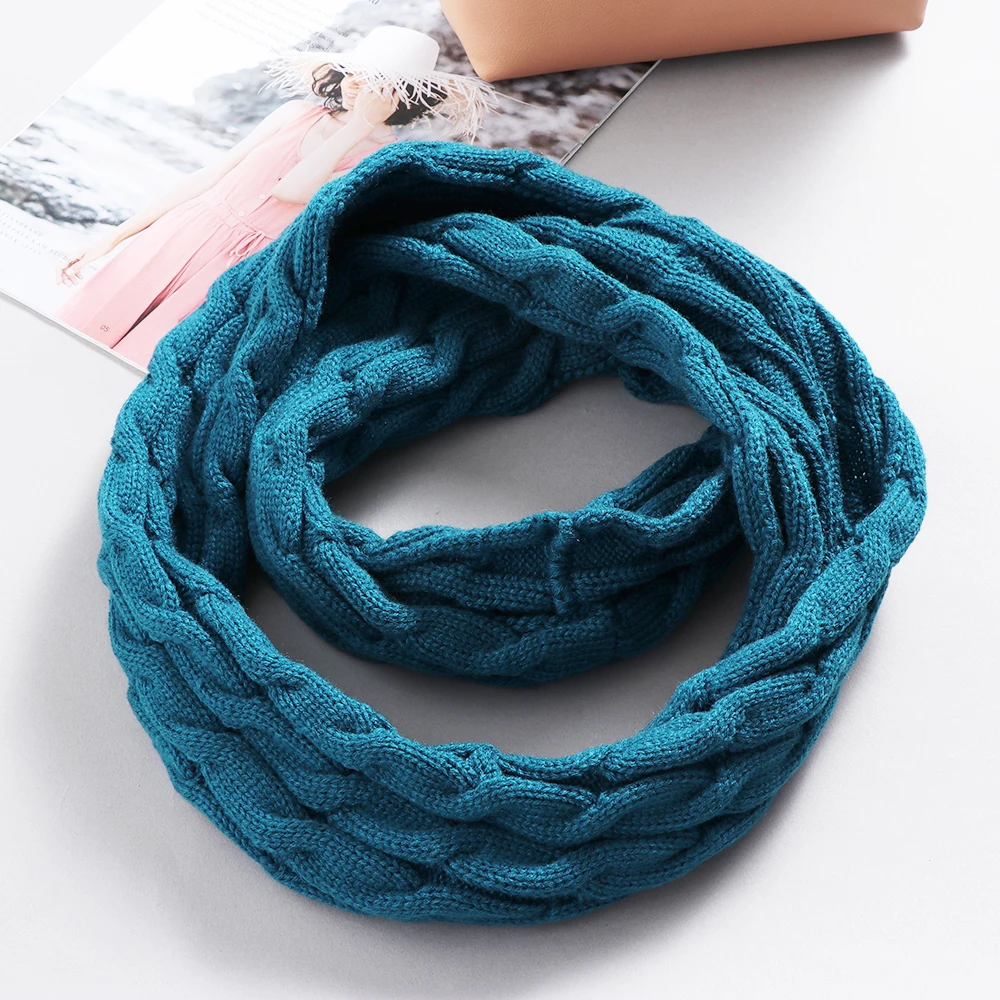 New Knitted Cable Ring Scarf Women Soft Infinity Scarves Cashmere Neck