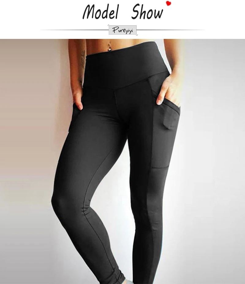  2018 New Women Side Pockets Leggings Yogings Bodycon Pencil Pant Workout Trousers Hip Push Up Slim Fit Bottoms Leggings (3)