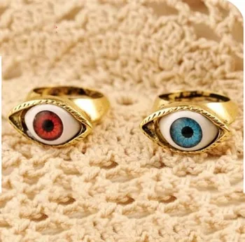 

Wholesale Price 5 Kinds of color Random Zinc Alloy Red Blue retro accessories ring exaggerated female eyes rings for women