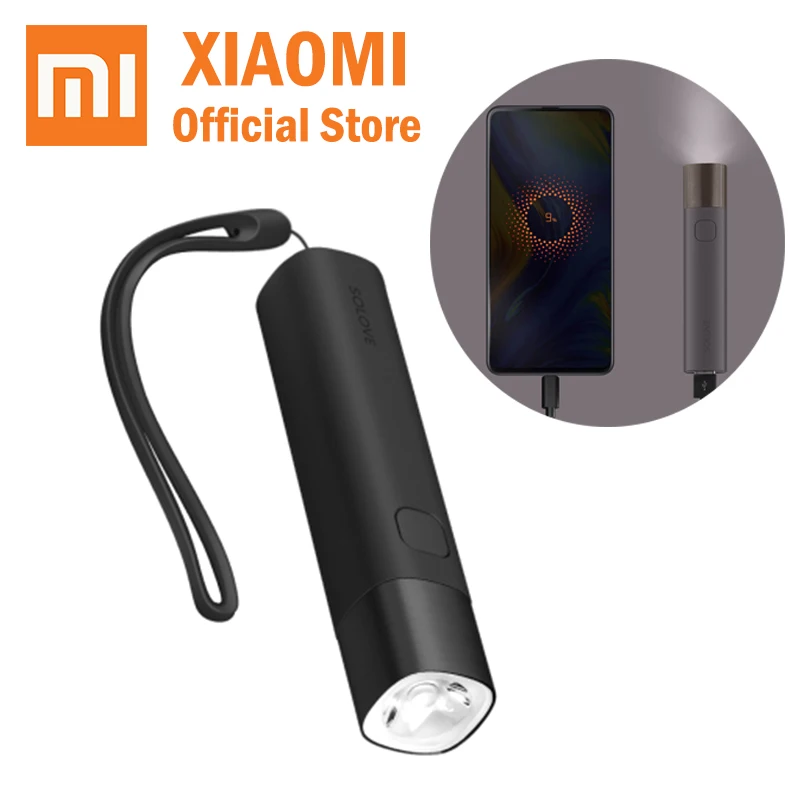 

Xiaomi SOLOVE X3 Flashlight USB Rechargeable Bright 3000mAh Power Bank Portable Mini LED Torch for Outdoor Bike and phone