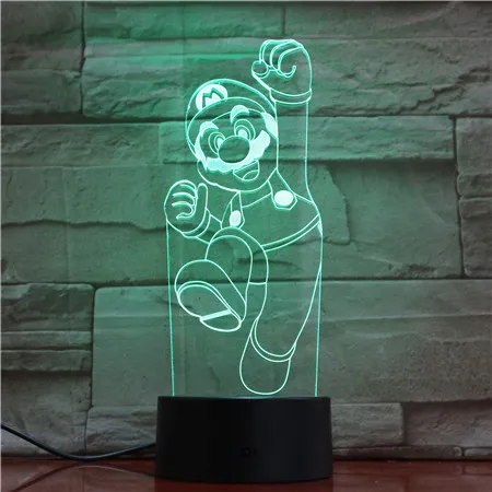 

Cartoon Game Figure Super Mario 3D LED USB Lamp Acrylic Novelty Christmas Lighting Gift RGB Touch Remote Controller Toys GX1908