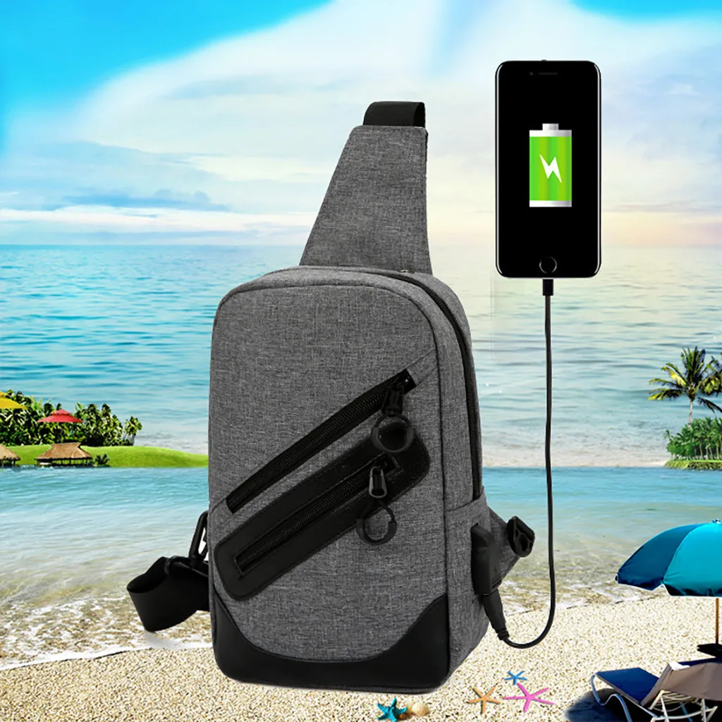 

USB Waist Bag Men's Fashion Casual Outdoor Sports Chest Bag USB Charge Shoulder Messenger Bag Sac de taille Пакет талії