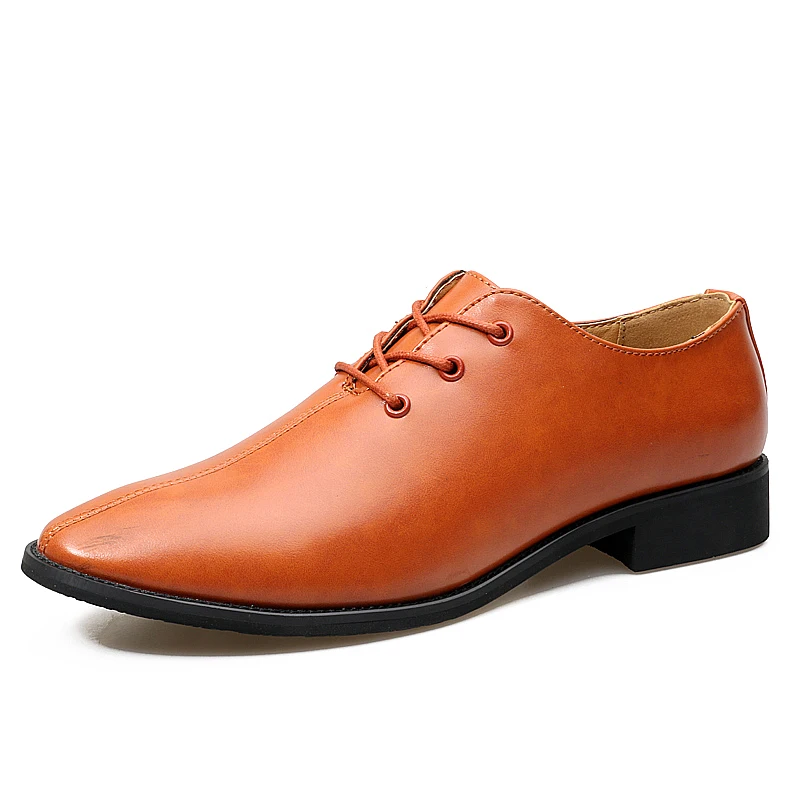 New Men's Leather Shoes Spring PU Leather Casual Shoes Hot Sale Lace Up