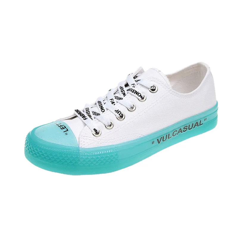 

2019 Spring & Autumn Students New Crystal Bottom Jelly Transparent Board Womens Shoes Ladies Canvas Shoes Vulcanized Shoes