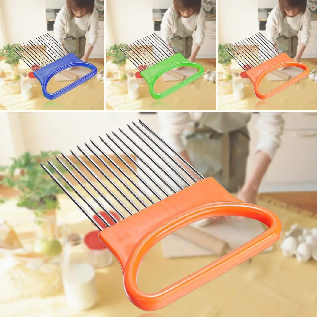 

1PC Stainless Steel Fruit Vegetable Onion Tomato Fork Slicer Cutting Kitchen Cooking Tool Favor Slicing Cutter