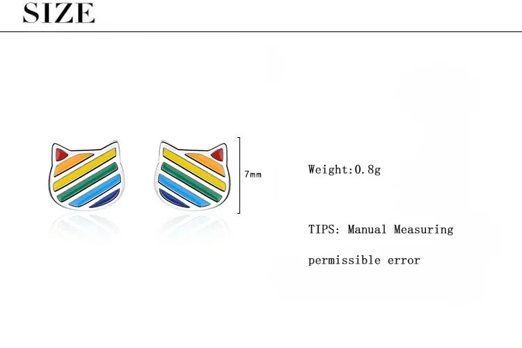 Anenjery, милые цветные серьги в виде кота, серьги в форме капли, глазурованные, для женщин, девочек, подарок, 925 пробы, серебряные серьги, Букле д 'Орель, S-E645