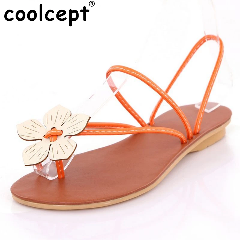 

CooLcept free shipping quality flat bowtie bohemia sandals women sexy Flowers fashion lady shoes P11866 hot sale EUR size 35-39