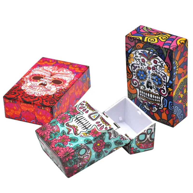 6 Style Cigarettes Holder 20Pcs Cigar Cigarette Box Smoking Printed Skull Tobacco Storage Case Popup Ejection Container | Дом и сад
