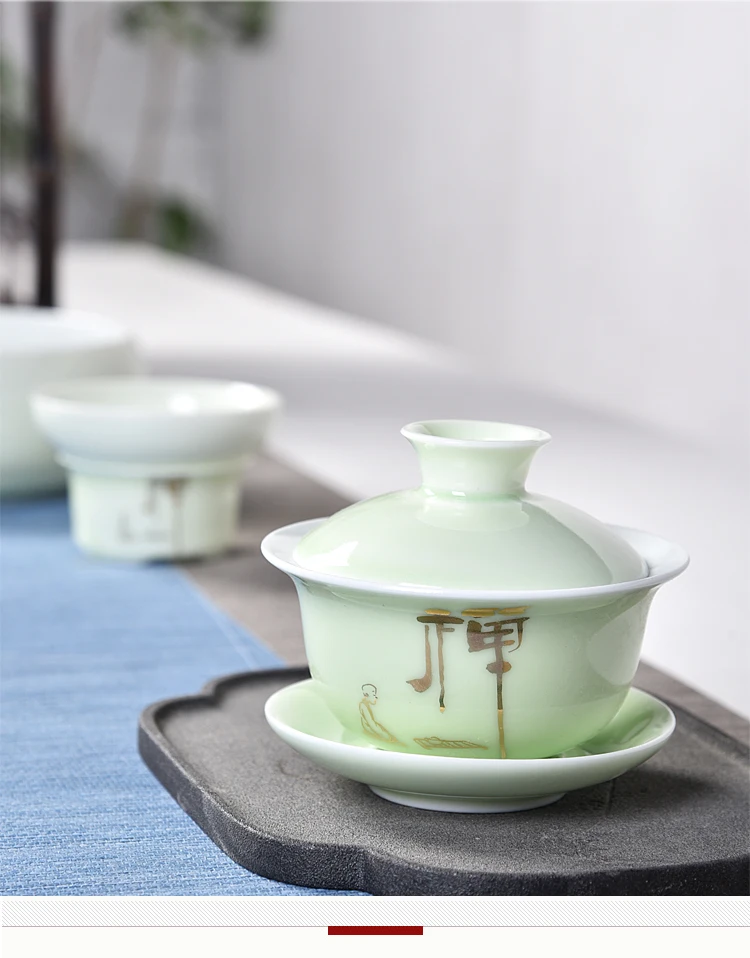 Китай Ручная роспись Gaiwan, Dehua высокое качество белый фарфор чайный набор для путешествий красивый и легкий чайник