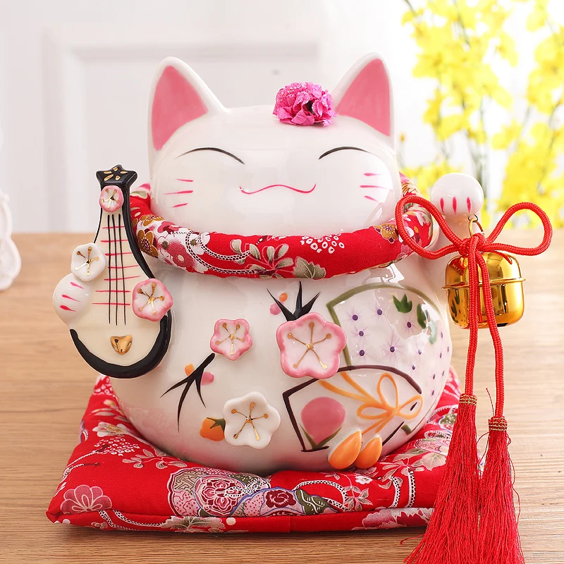 8 дюймов Maneki-Neko керамические китайские счастливые кошки манящие Фортуны кошки статуэтки счастливый Шарм копилка украшения дома