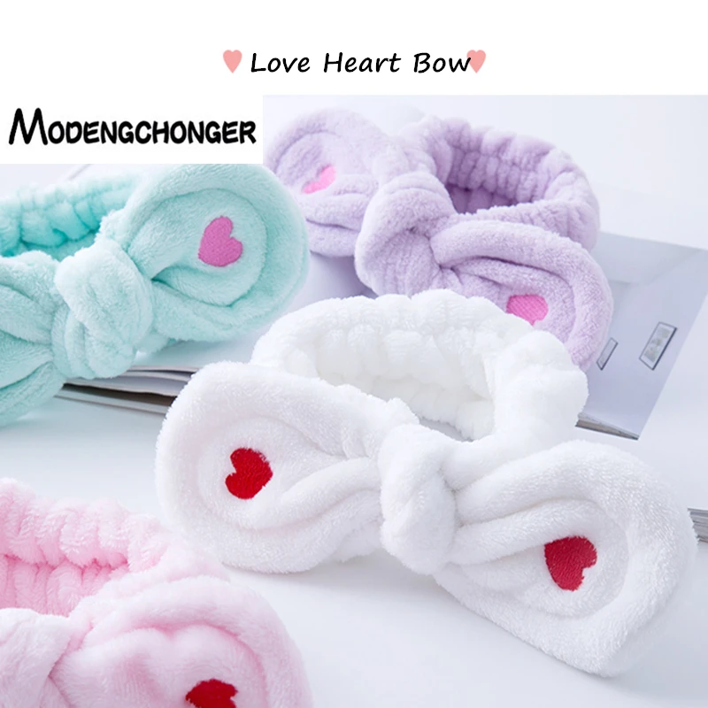 

Cute Big Rabbit Ear Headbands Soft Elastic Hair Band Embroidered Love Heart For Women Girls Hair Band Fashion Hair Accessories
