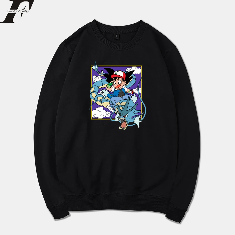 

LUCKYFRIDAYF 2019 Dragon Ball Pokemon Spring Warm Hoodies Sweatshirt Men/Women Tracksuit Gyarados Anime Hoodie Plus Size 4XL